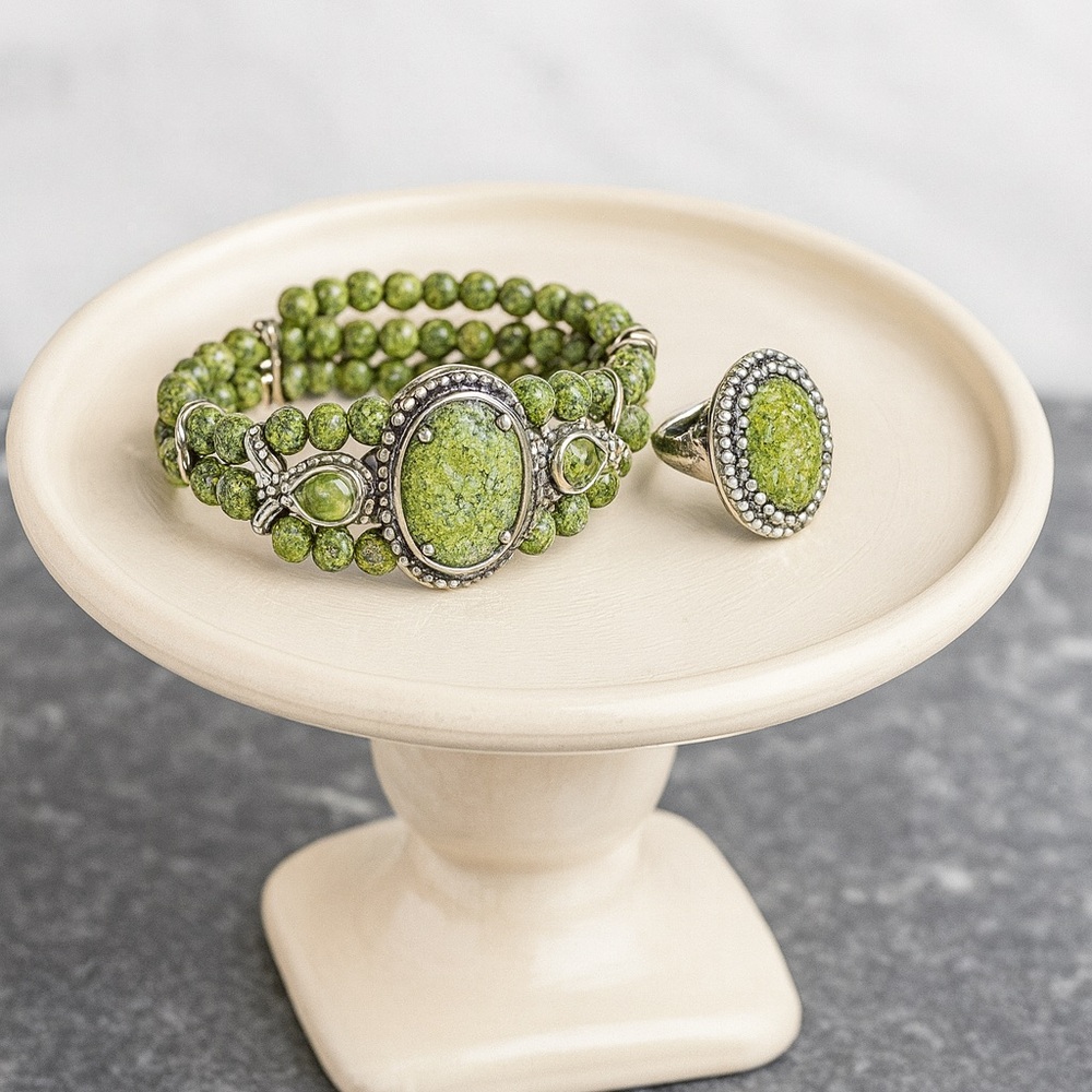 Serpentine Beaded Jewelry Set (ring & bracelet)